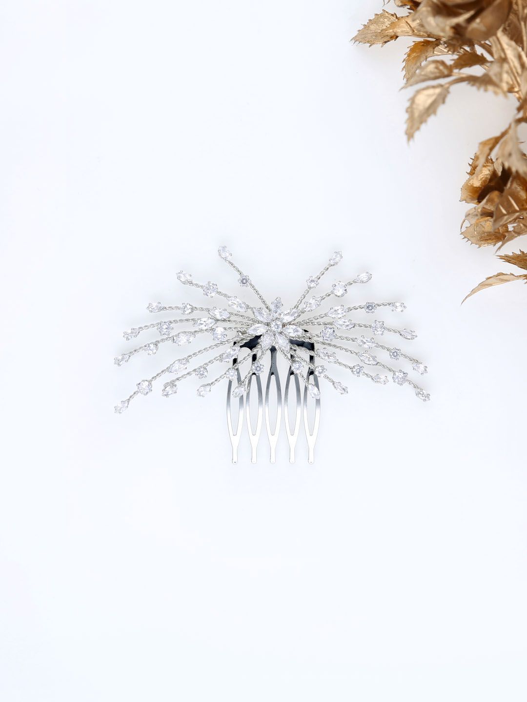 AD / CZ Comb in Rhodium finish - THF1928