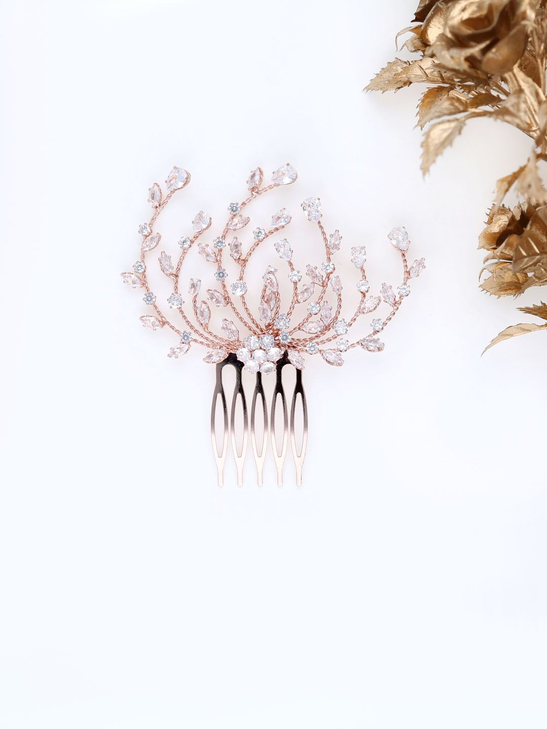 AD / CZ Comb in Rose Gold finish - THF1932