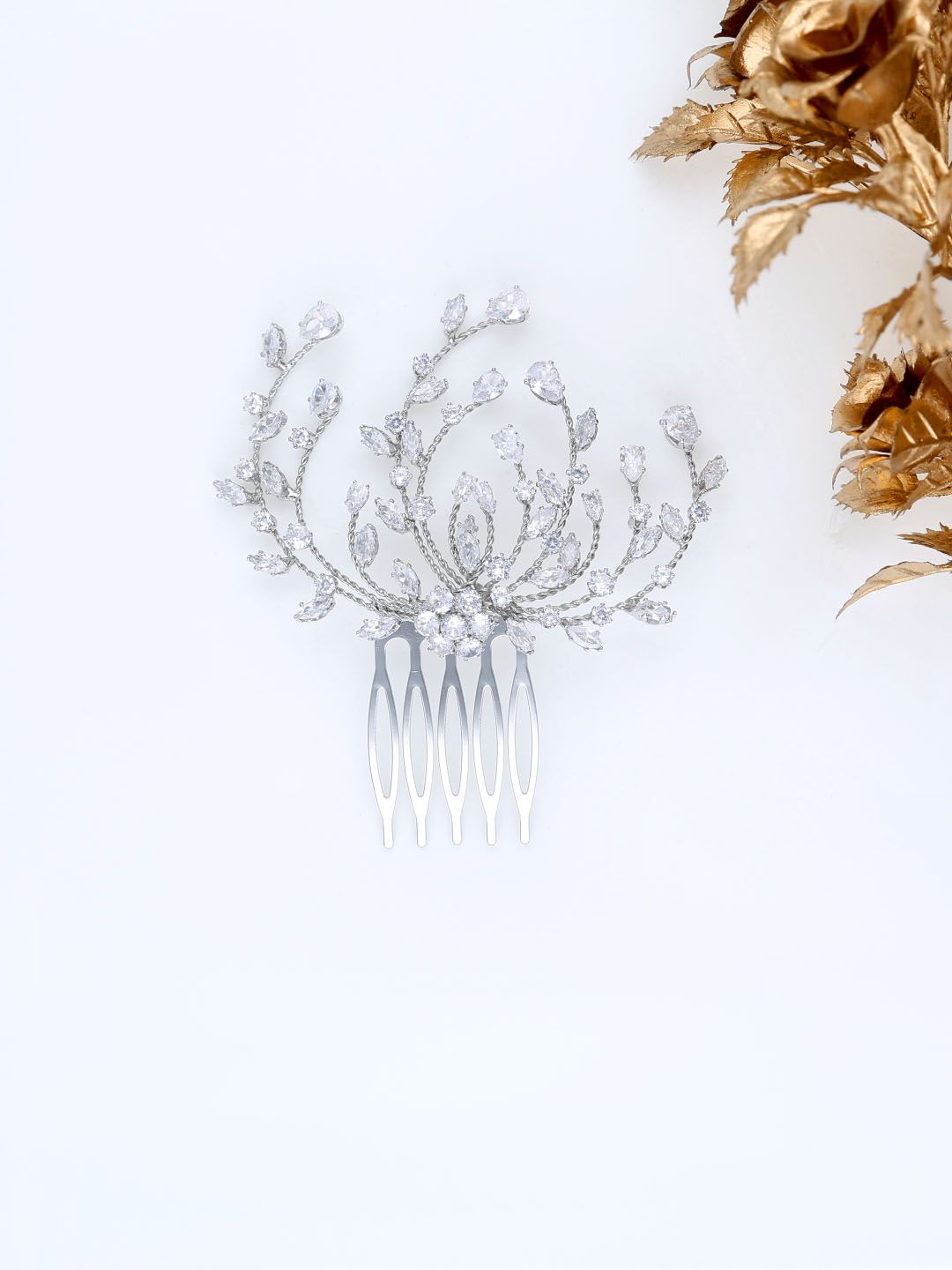 AD / CZ Comb in Rhodium finish - THF1931