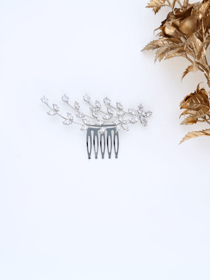 AD / CZ Comb in Rhodium finish - THF1934